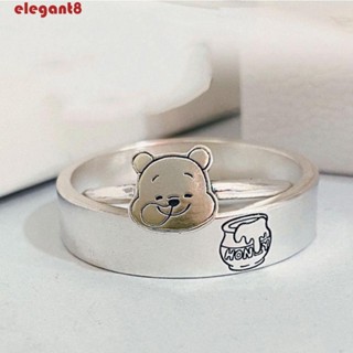 Elegant BFF แหวนทองแดง ลายหมีพูห์น่ารัก สร้างสรรค์ ของขวัญวันเกิด สําหรับคู่รัก เพื่อนรัก