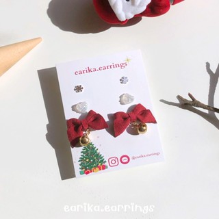 (กรอกโค้ด 72W5V ลด 65.-) earika.earrings - jingle bells set เซ็ตต่างหูคริสต์มาสก้านเงินแท้ ผิวแพ้ง่ายใส่ได้