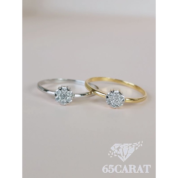 65carat-แหวนเพชรแท้-0-13กะรัต-แหวนกระจุกเพชรเบลเยี่ยมคัท-น้ำ100