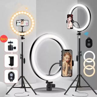 🔥(ขายส่ง)ไฟไลฟ์สด วงแหวนLED ไฟแต่งหน้า ชุดไฟไลฟ์สดไฟLed+พร้อมขาตั้งปรับได้3สี/10ระดับ