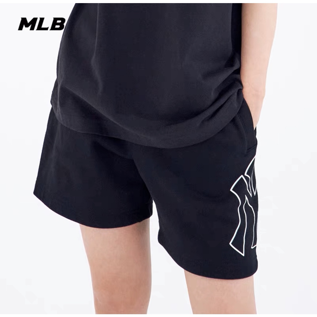 mlb-พร้อมส่ง-ของแท้-กางเกงวอร์มกีฬาขาสั้น-ny-corset