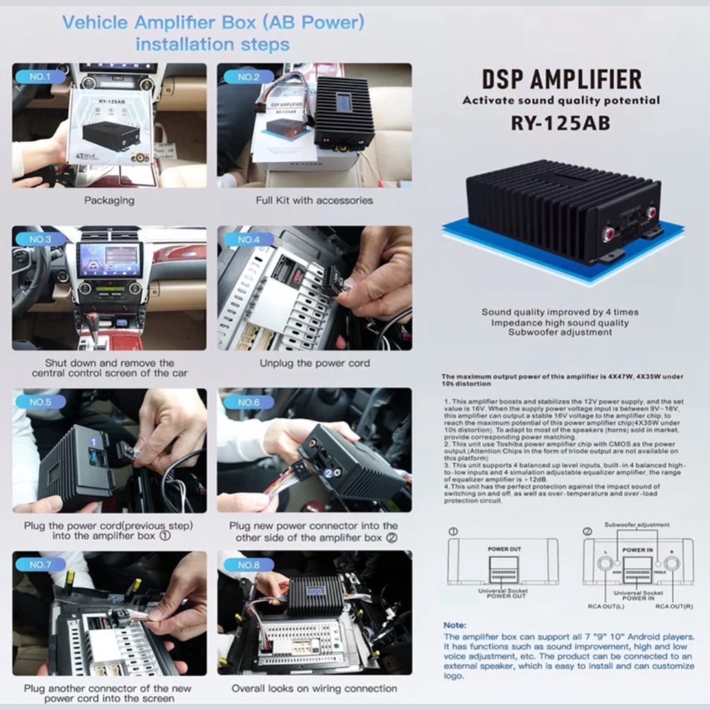 แอมป์ขยายเสียง-เพาเวอร์แอมป์-สำหรับจอแอนดรอยด์-รุ่น-ry-125ab-50w-4ch-เพิ่มประสิทธิภาพของจอแอนดรอยด์