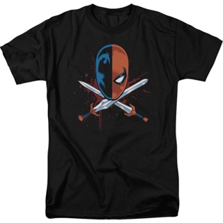 Deathstroke Crossed Swords DC Comics T-Shirt เสื้อสาวอวบ เสื้อยื เสื้อยืดเด็กผช