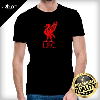 เสื้อคนอ้วนผญ เสื้อโอเวอร์ไซ ลายน่ารัก◘▪✠เสื้อยืด Baju Liverpool F.C. ฟุตบอล + พลัสไซส์ เสื้อขาว Tee