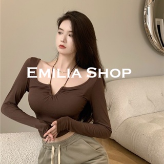 EMILIA SHOP  สื้อผ้าแฟชั่นผู้หญิงเสื้อแขนยาวไหมพรม2022 ใหม่ สวย ทันสมัย Unique Korean Style MO22092 36Z230909