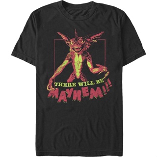 There Will Be Mayhem Gremlins T-Shirt Tee เสื้อยืดชาย เสื้อยืดสีขาว