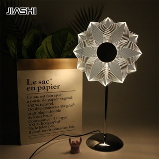 JIASHIโคมไฟตั้งโต๊ะ 3 มิติ แสงดอกทานตะวัน ความคิดสร้างสรรค์ที่น่ารัก อะคริลิคโปร่งใส ดอกไม้ แสงบรรยากาศข้างเตียง