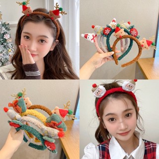 ที่คาดผม แบบบีบกด ผ้ากํามะหยี่ขนนิ่ม ลายซานตาคลอส คริสต์มาสน่ารัก สําหรับผู้หญิง