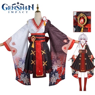 ภาพขนาดย่อของสินค้าGenshin Impact Game Kaedehara Kazuha Women Cosplay Costume Halloween Carnival Outfit