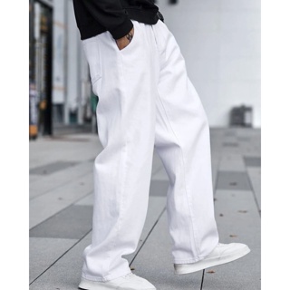 กางเกงยีนส์ สีขาว ทรงหลวม งานดี งานคลีนๆ ใส่แล้วดูดี 20JN006029
