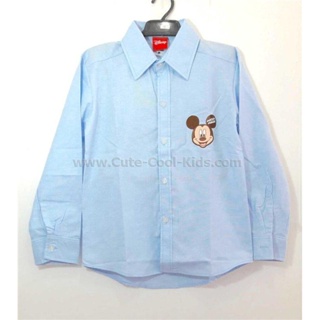 SH-138 เสื้อเชิ๊ตเด็กชาย Mickey สีฟ้าอ่อน