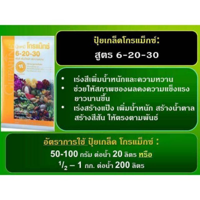 ปุ๋ย-กิฟฟารีน-โกรแม็กซ์-6-20-30-เร่งดอก-เพิ่มน้ำหนักพัฒนาคุณภาพดอก-ผล-หัว-สวน-ดิน-เพิ่มผลผลิต-ลดต้นทุน