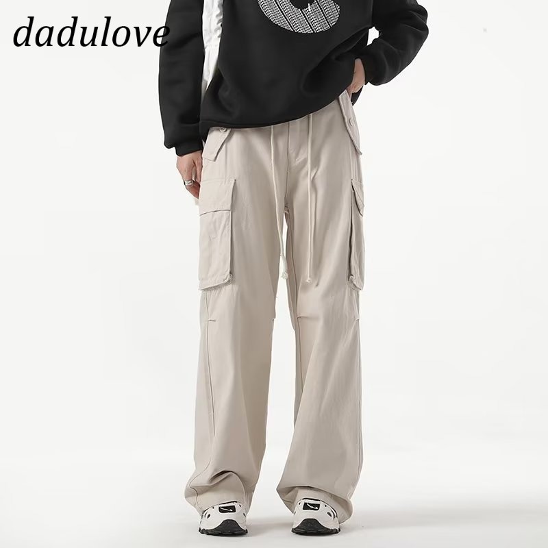 dadulove-new-korean-version-khaki-overalls-high-waist-loose-casual-pants-fashion-large-size-wide-leg-pants