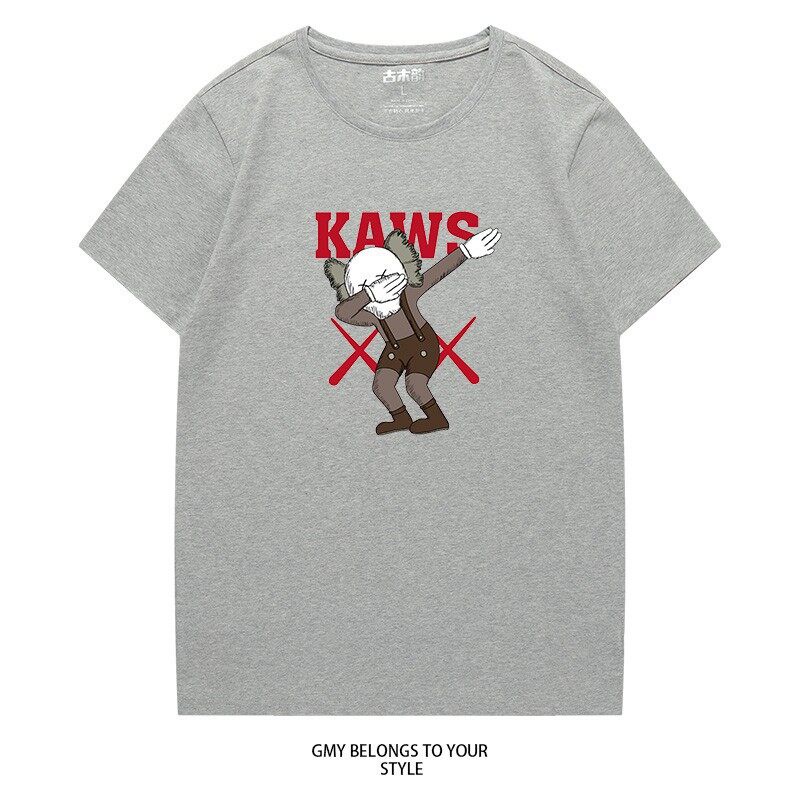 เสื้อยืดใหม่-kaws-uniqlo-เสื้อยืดลําลองสําหรับผู้ชายผู้หญิงแขนสั้นคอกลมพิมพ์ลายตัวอักษรสไตล์เกาหลีขนาดพลัสคอกลม