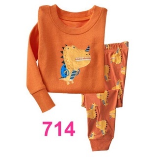 L-HUB-714 ชุดนอนเด็กผู้ชายลายไดโนเสาร์ แขนยาวขายาวผ้าบางนิ่ม 🚗พร้อมส่งด่วนจาก กทม.🇹🇭