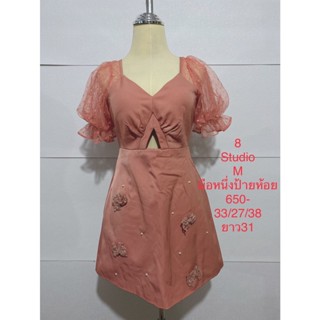เดรสสั้น สีชมพูนู๊ด 8 STUDIO SIZE M มือหนึ่งป้ายห้อย