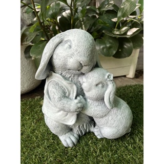 Amo Gallery | กระต่ายน้อยแม่ลูก รูปปั้นกระต่าย ปูนปั้นสไตล์โรมัน ของแต่งบ้าน ของแต่งสวน