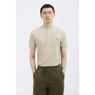 ESP เสื้อโปโลคอจีนลายเฟรนช์ชี่ ผู้ชาย สีเบจ | Stand Collar Frenchie Polo Shirt | 3244