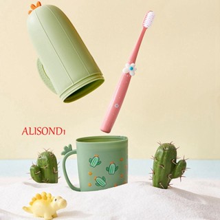 Alisond1 กล่องแปรงสีฟัน แบบพกพา กระบองเพชร ห้องน้ํา ชั้นวางของ อุปกรณ์การเดินทาง ตั้งแคมป์กลางแจ้ง แปรงสีฟันถ้วย