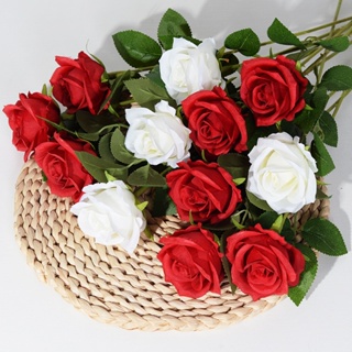 ช่อดอกกุหลาบประดิษฐ์ สีแดง สีชมพู สําหรับตกแต่งบ้าน วันวาเลนไทน์ ห้องรับประทานอาหาร 1 ชิ้น
