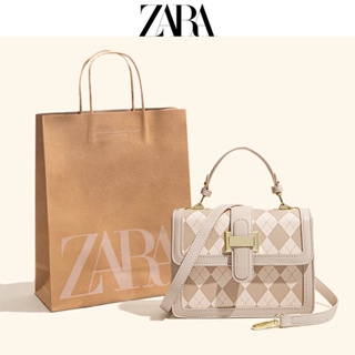 Zara กระเป๋าสะพายไหล่ ทรงสี่เหลี่ยมผืนผ้า ขนาดเล็ก ลายสก๊อต แฟชั่นยอดนิยม สําหรับสตรี 2022