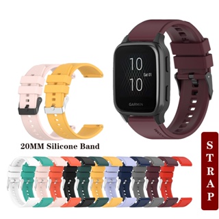 สายนาฬิกาข้อมือซิลิโคน สีเงิน สีดํา 20 มม. สําหรับ Garmin Venu Sq 2 venu2 plus Forerunner 645 645M 245 245M