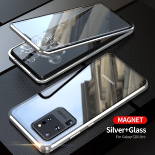 เคสโทรศัพท์มือถือกระจกนิรภัย แบบแม่เหล็ก สําหรับ Samsung S20+ S20 S21 Ultra Note 10+ S9 S10 S20 Plus Note 8 9 10+ 20 Ultra S20+