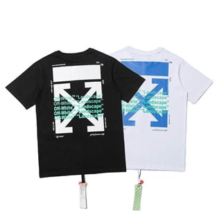 H Off-White Hooded แขนสั้นสบายๆฤดูร้อนใหม่บางส่วน Off Youth ยอดนิยมผู้ชายเสื้อยืดสไตล์ตามท้องถนนสเก็ตบอร์ดเสื้อยืดแขนสั้
