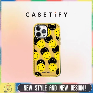 Casetify เคสป้องกันโทรศัพท์มือถือใส แบบนิ่ม ลายหน้ายิ้มสีเหลือง กันกระแทก สําหรับ Iphone 14 13 12 11 Pro MAX X XS MAX XR