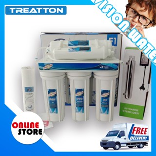 TREATTON เครื่องกรองน้ำ 5 ขั้นตอน+UV6W พร้อมอุปกรณ์ครบชุด แถมฟรีไส้กรองน้ำ PP 5 micron (1) + Fitting เกลียว 2 สาย 2 (2)