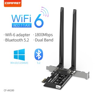 ภาพหน้าปกสินค้า1800Mbps PCIe WIFI 6 Desktop Wifi Card 11AX For Win 10 802.11ac/ax Bluetooth 5.2 Dual Band Wireless Adapter antenna wi fi card ที่เกี่ยวข้อง