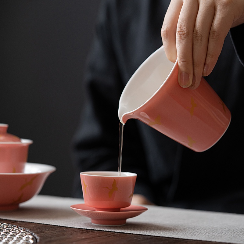 ชุดถ้วยชาเซรามิค-แฮนด์เมด-สีชมพู-a037