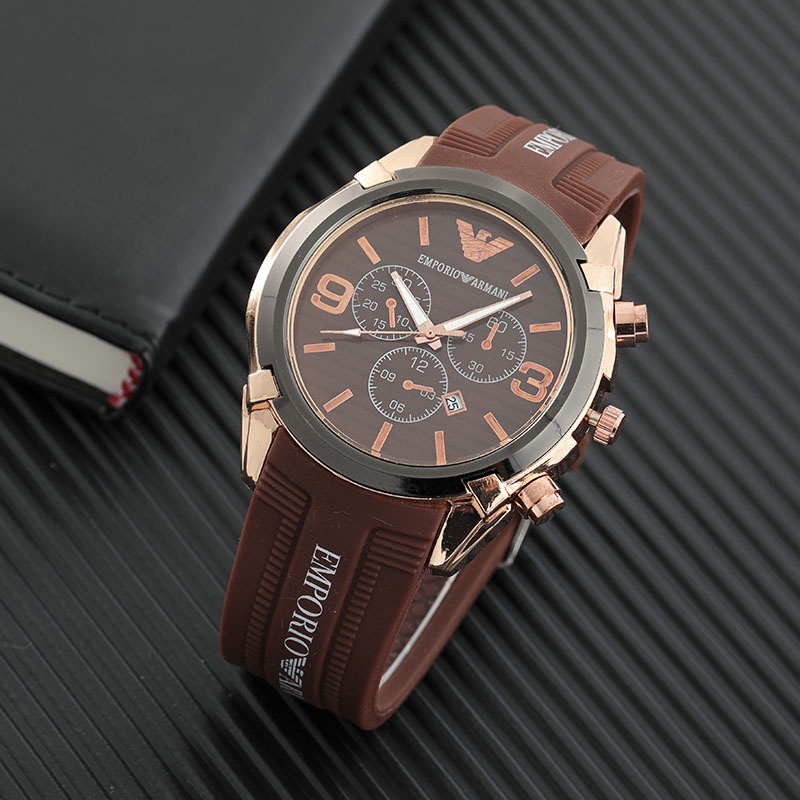 armani-แฟชั่นผู้ชายนาฬิกาเรียบง่ายธุรกิจนาฬิกาควอตซ์ซิลิโคนสบาย-ๆ