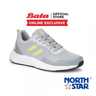 Bata บาจา ยี่ห้อ North Star รองเท้าผ้าใบสนีคเกอร์แบบผูกเชือก แฟชั่น ดีไซน์เท่ห์ ระบายอากาศได้ดี สำหรับผู้ชาย รุ่น NISHI สีเทา 8202040