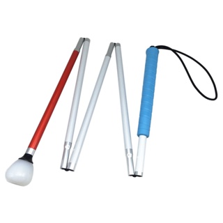 Blue Handle, 105-155cm, 5-Section Aluminum Blind Cane,Reflective Red, Folding Walking Stick for Blind People