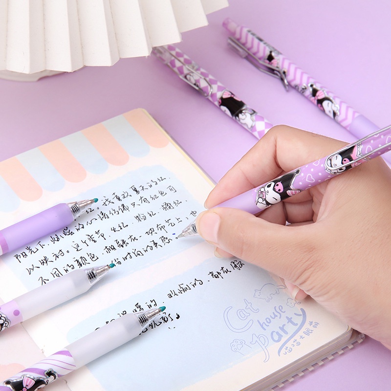 ปากกาเจล-kuromi-sanrio-เครื่องเขียน-สีดํา-6-ชิ้น