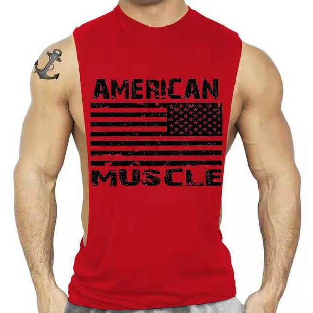 gymen-ผู้ชาย-กีฬา-ออกกำลังกาย-เสื้อกล้าม-vest-ผ้าฝ้าย-พิมพ์ลายตัวอักษร-ขนาดใหญ่-สไตล์ยุโรป-และอเมริกา-เหมาะกับใส่ออกกําลังกาย-เล่นกีฬา-ฟิตเนส