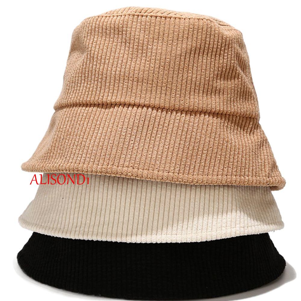 alisond1-หมวกบักเก็ต-ผ้าลูกฟูกนิ่ม-สีพื้น-สไตล์ญี่ปุ่นย้อนยุค-สําหรับผู้หญิง-และผู้ชาย