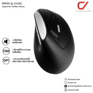 RAPOO เมาส์ รุ่น EV250 EV200 Silent Wireless Optical Mouse เมาส์แนวตั้ง เมาส์ไร้สายเพื่อการทำงาน ลดความเมื่อยล้า