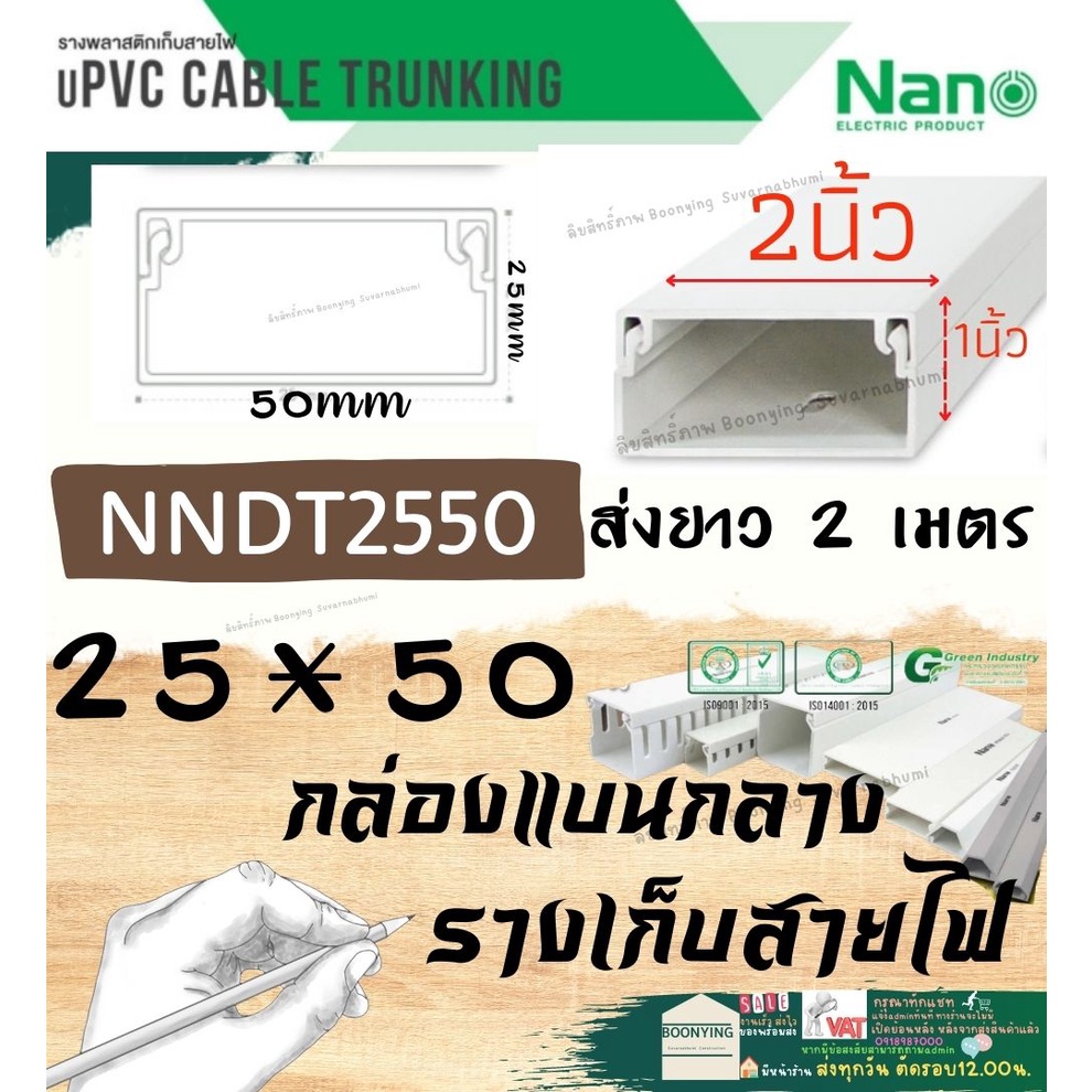 nano-นาโน-กล่องแบนกลาง-2เมตร-ราง-เก็บสายไฟ-อเนกประสงค์-สีขาว-พีวีซี-รางเก็บสายแบบทึบ-กล่องไฟ-รางโทรศัพท์-รางไฟ