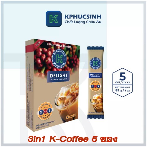 k-coffee-3in1-กาแฟเวียดนาม-กาแฟสำเร็จรูปทรีอินวัน-กาแฟลาเต้เข้มข้น-สูตรเวียดนามแท้-1กล่องมี5ซอง17กรัม