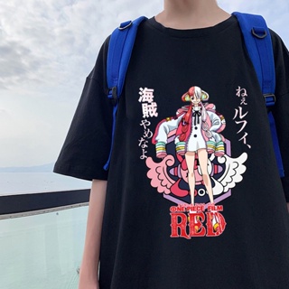 Uta Uta เสื้อยืดแขนสั้นผู้ชายและผู้หญิงที่มีวรรคเดียวกัน One Piece Theatre Edition RED ญี่ปุ่นคู่หลวมผ้าฝ้าย 100% i_21