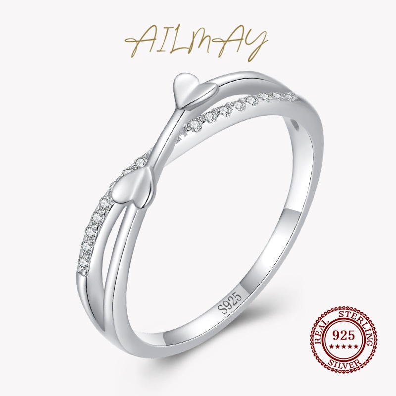 ailmay-แหวนเงินแท้-925-รูปหัวใจ-เรียบง่าย-เครื่องประดับ-สําหรับผู้หญิง