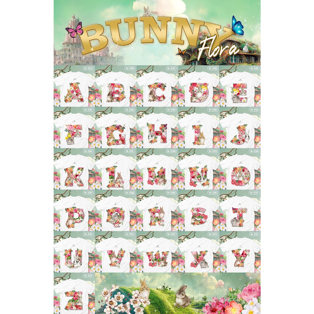 s-5xl-ผ้าฝ้าย-100-เสื้อยืดตัวอักษร-bunny-flora-ตัวอักษร-y-z