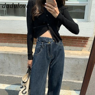 DaDulove💕 New Korean Version of Irregular Jeans Niche High Waist Loose Wide Leg Pants Womens Straight Pants