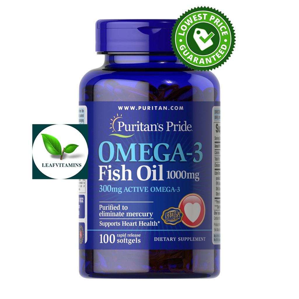Puritan's Pride Omega 3 Fish Oil 1000 mg (300 mg Active Omega3) / 100