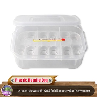 Plastic Reptile Egg 12 Holes กล่องพลาสติก ฟักไข่ สัตว์เลื้อยคลาน พร้อม Thermometer