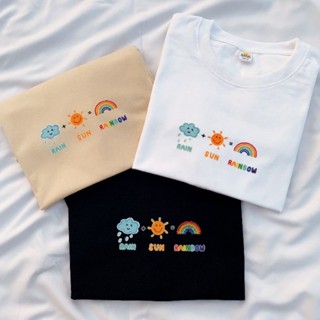 (พร้อมส่ง) 1️⃣8️⃣0️⃣🙂🙃🌈⛅️เสื้อยืด Crop-top  ⛅️🌈 ทรง Over size อก40