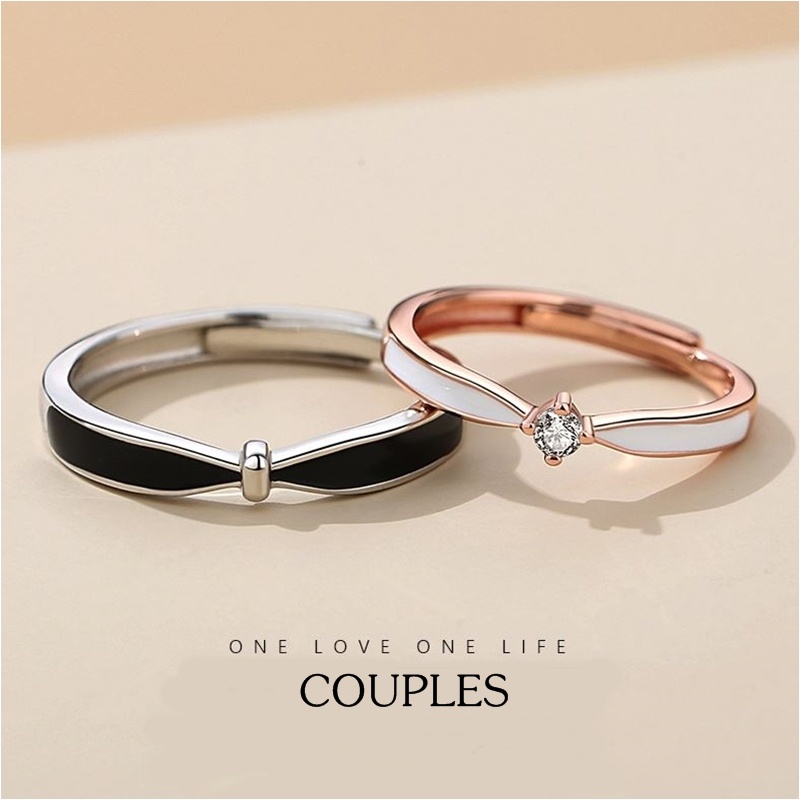 s925-couples-ring-27-แหวนคู่รักเงินแท้-one-love-one-life-สวยสะดุดตา-ประดับ-cubic-zirconia-cz-ปรับขนาดได้