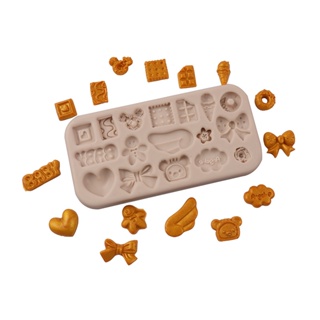 แม่พิมพ์ซิลิโคน รูปหมี โบว์ สําหรับทําคุกกี้ ช็อคโกแลต ขนมหวาน เค้ก เบเกอรี่